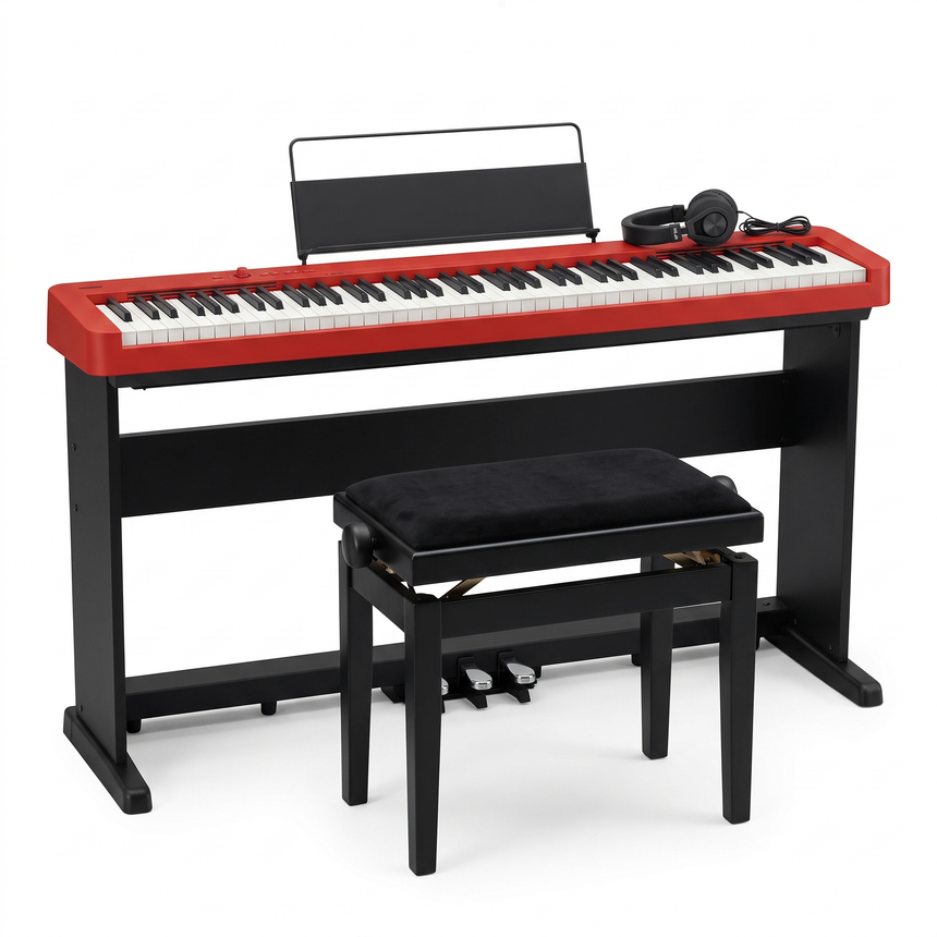 Casio CDP-160 Rot Bundle mit Bank und Kopfhörer – bundle-hero