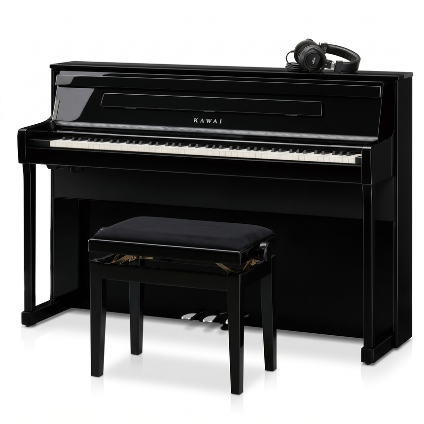 Kawai CA-901 Schwarz Poliert Bundle mit Bank und Kopfhörer – bundle-hero