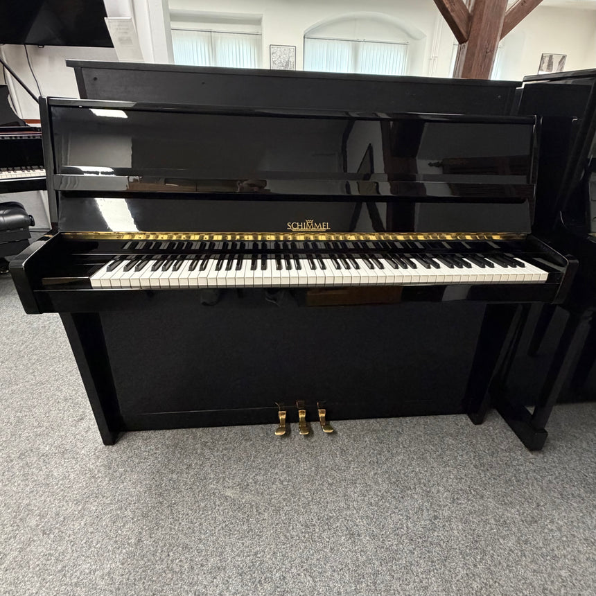 SCHIMMEL Klavier 112/5 schwarz poliert Occasion Bj. 1978 – Renner Mechanik, Made in Germany (gebraucht)