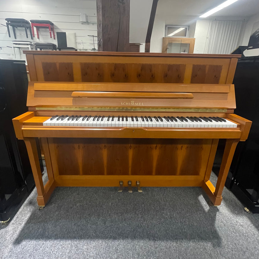 W.SCHIMMEL Klavier 120 J Kirsch-Eibe mattglanz Occasion Bj. 1990, Bestzustand mit Renner Mechanik (gebraucht) - Musik-Ebert Gmbh