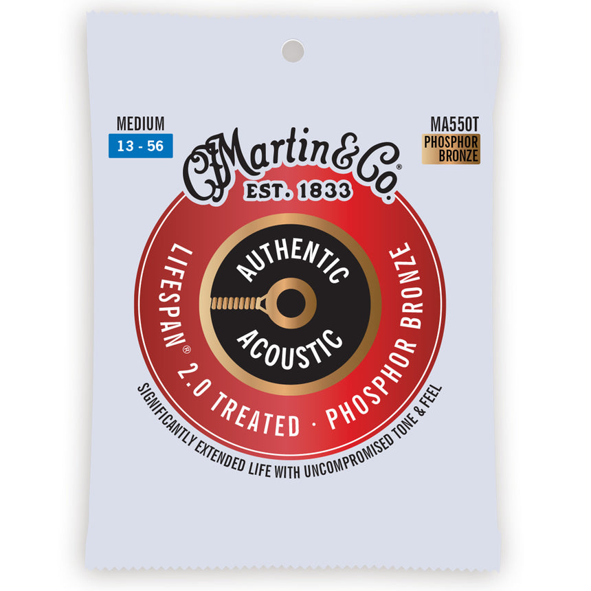 Martin MA550T Authentic Acoustic Lifespan 2.0 Phosphor Bronze Medium 13-56