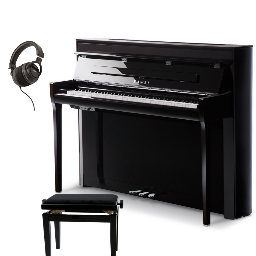 Kawai NV5S Hybrid Schwarz Poliert Bundle mit Bank und Kopfhörer - Musik-Ebert Gmbh