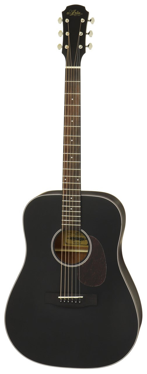 ARIA 111 MTBK Akustikgitarre schwarz matt Set inkl. Tasche, Gurt, Kapodaster und Tuner