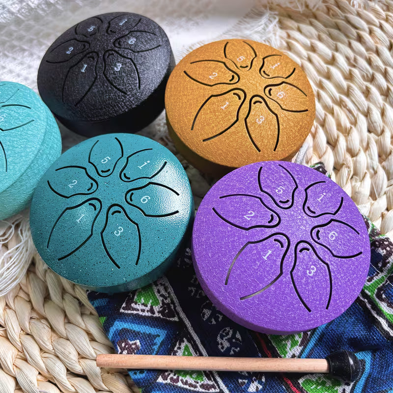 Mini tambour à langue en acier basique – Tambour de 3 pouces avec 6 tons pour la méditation et les voyages sonores