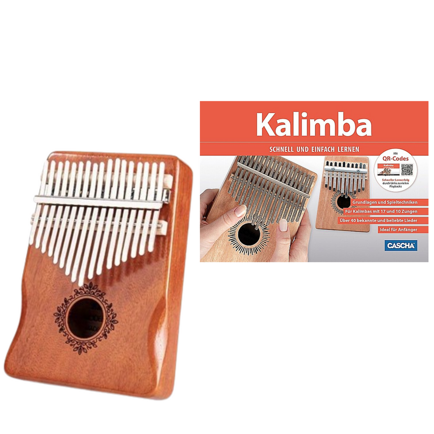 Ebert Basic Kalimba Bundle mit Heft Schnell und einfach lernen (+QR-Codes)  mit 17 und 10 Zungen - Musik-Ebert Gmbh