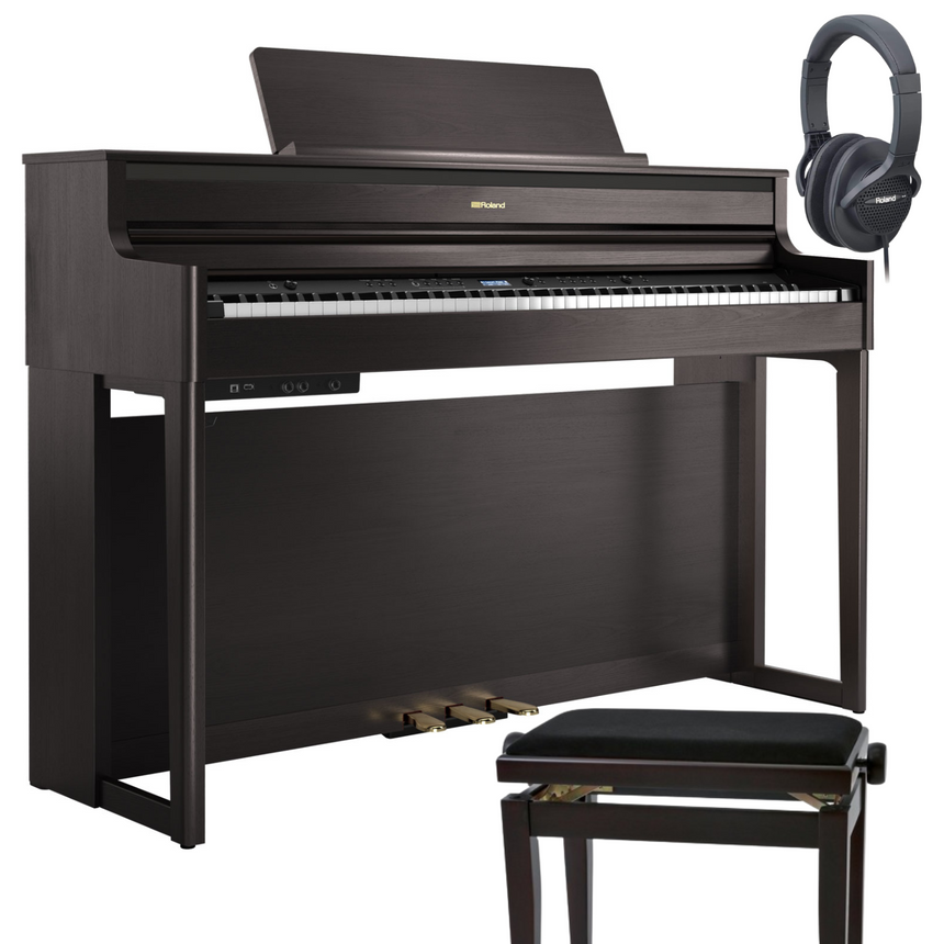 Roland HP-704 Bundle Rosenholz mit Bank und Kopfhörer - Musik-Ebert Gmbh