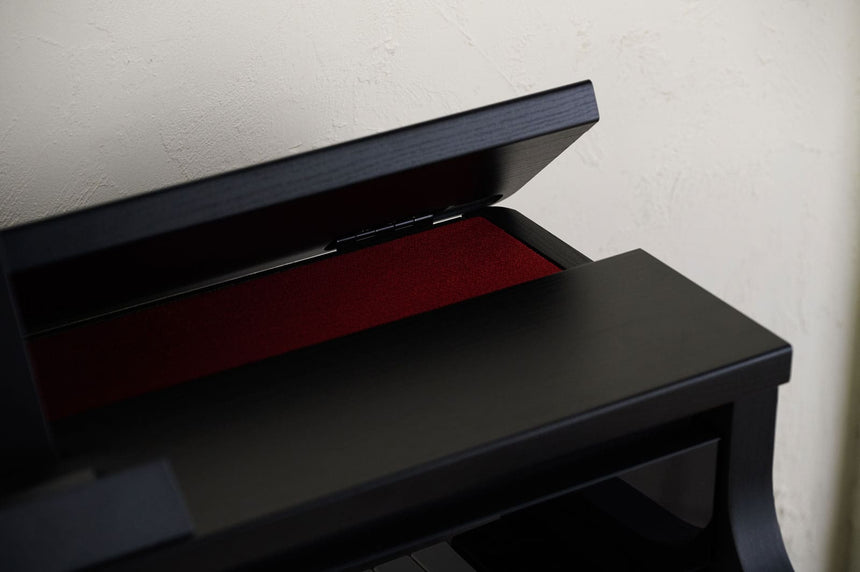 Casio AP-750BK digital piano in black – detail of the open upper lid.