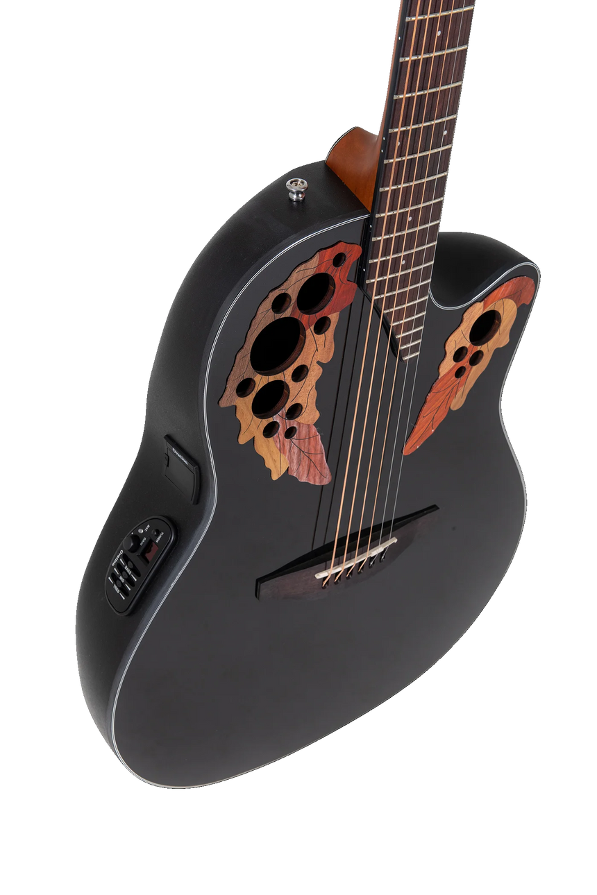 Guitare acoustique Ovation CE44-5-G noire – détail de la caisse