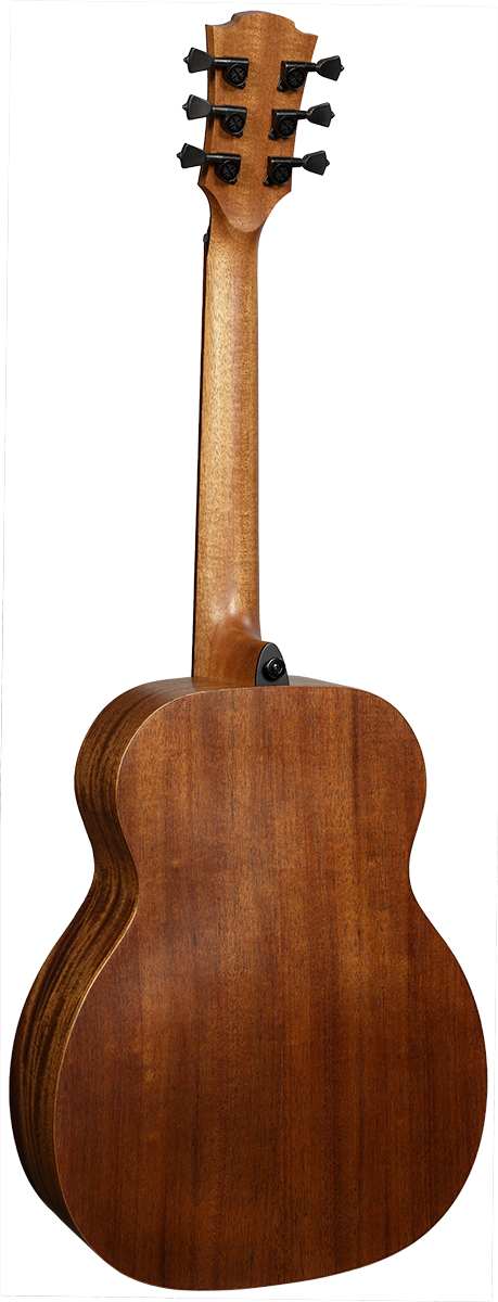Guitare de voyage Lâg ESCAPADE-GTE au motif Globe Trotter – vue arrière