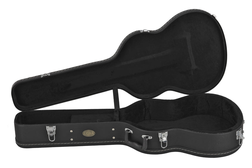 Étui pour guitare classique GEWA Flat Top Economy 523.100, noir – ouvert, vue de face de l’intérieur