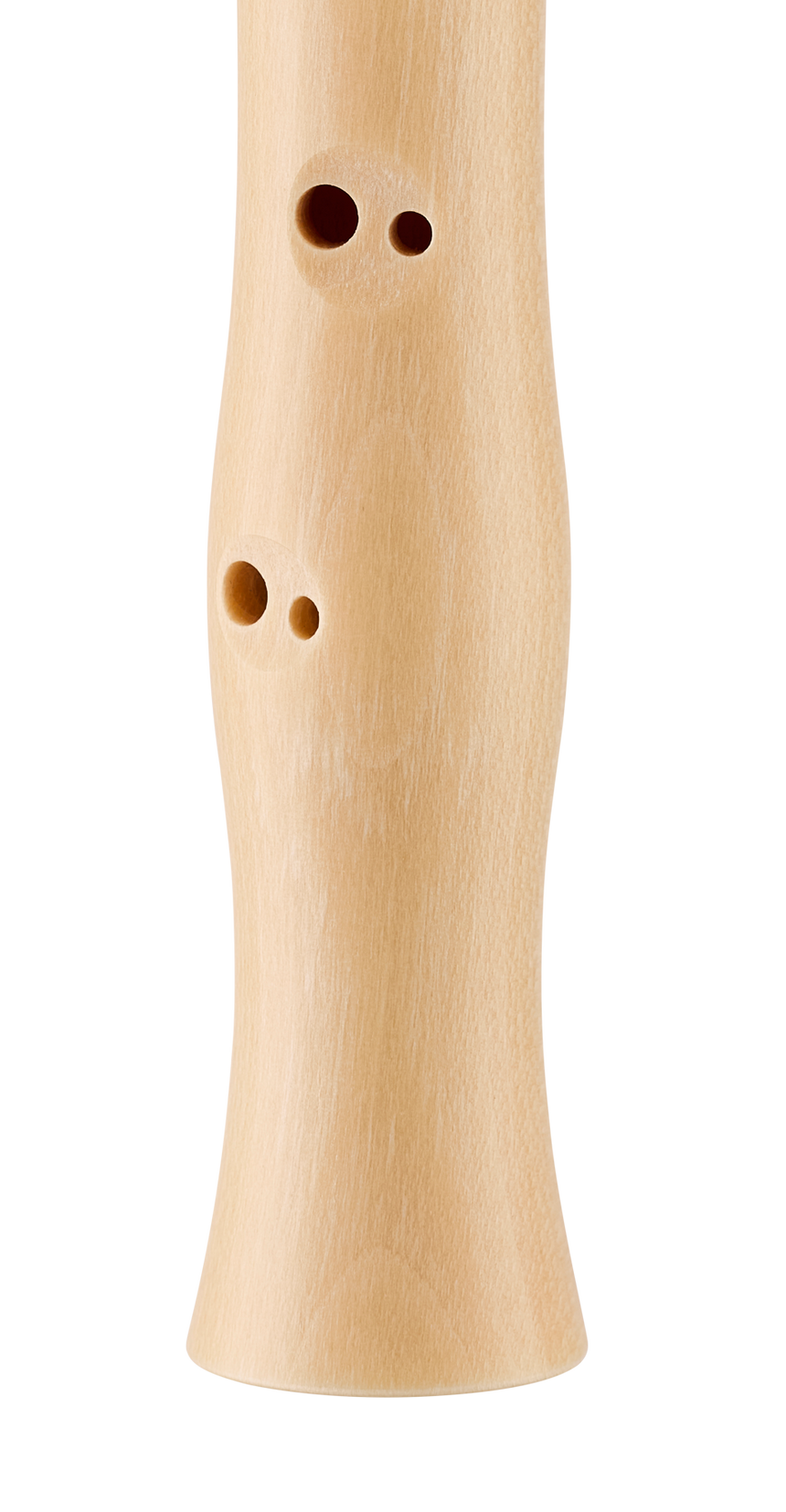 Moeck Flauto 1 Plus 1023 blue soprano recorder, Baroque fingering – body detail with double holes