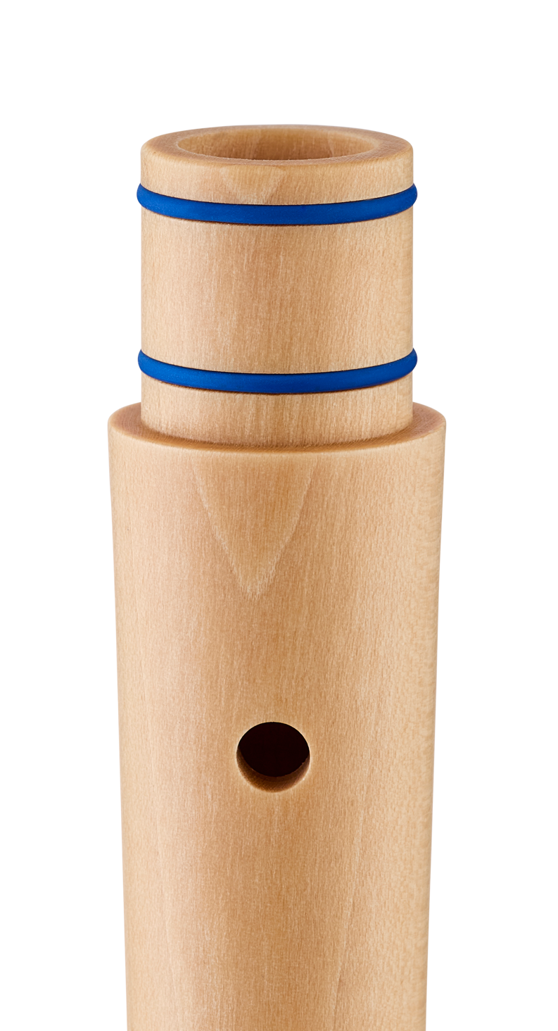 Flûte à bec soprano Moeck Flauto 1 Plus 1024 bleue et érable naturel – tenon avec bagues d’étanchéité bleues