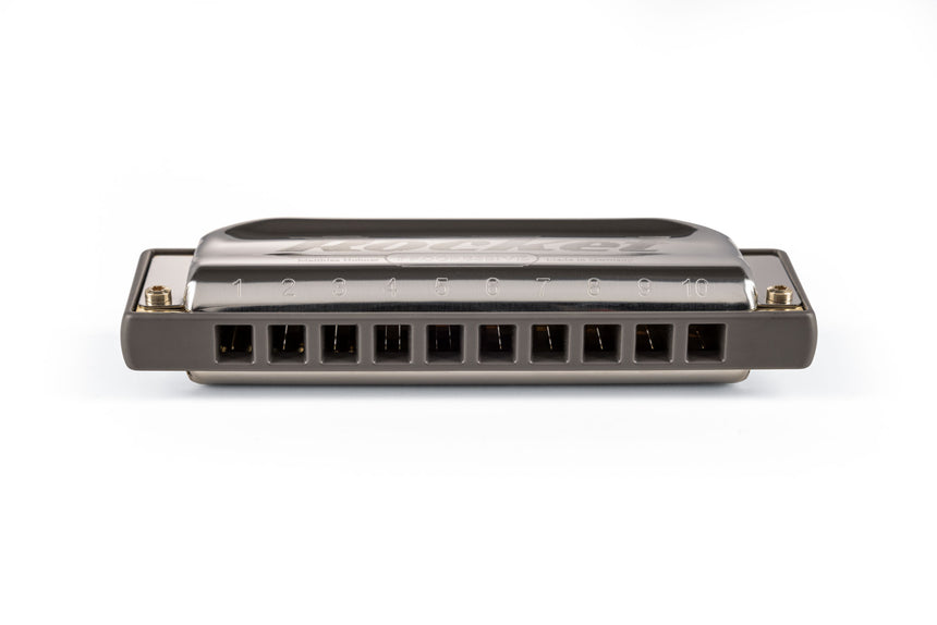 HOHNER Rocket diatonic harmonica, stainless steel covers and grey ABS comb – channel openings and side profile