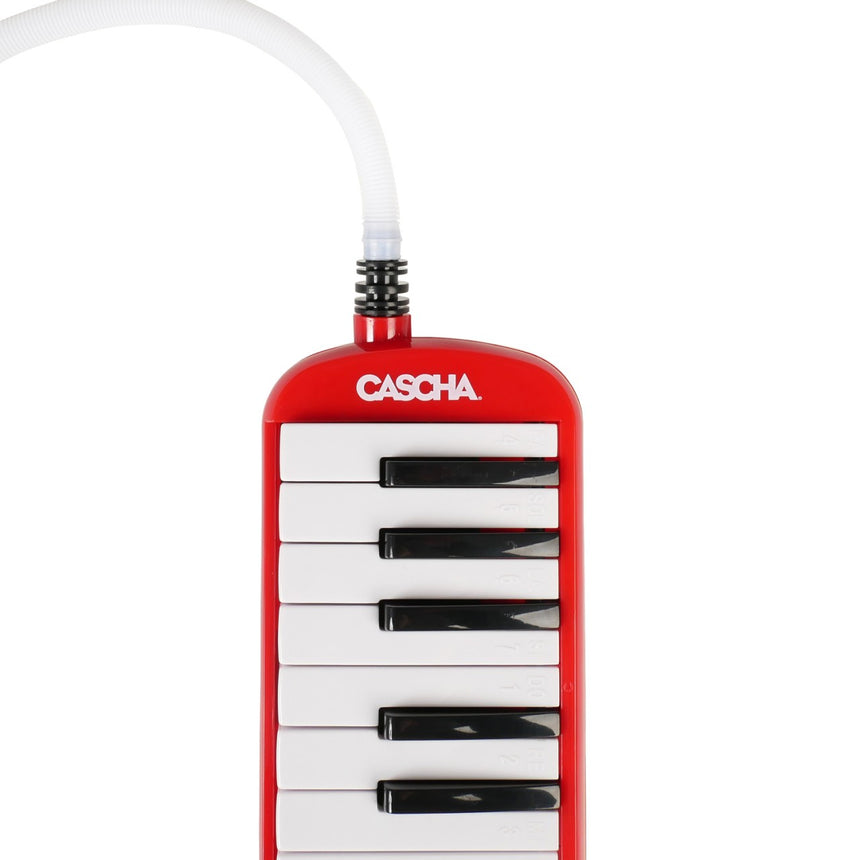 Cascha HH 2059 melodica in red – keyboard and tube connection detail