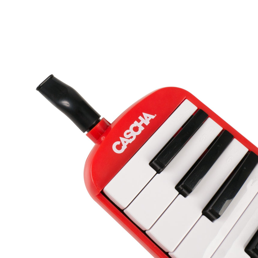 Cascha HH 2059 melodica in red – keyboard detail with mouthpiece