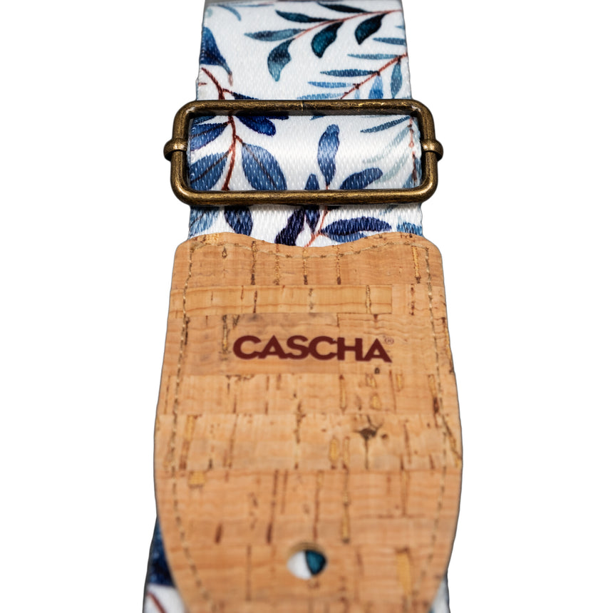Cascha CGS-VC3, Blue Twigs – cork end and buckle, angled close-up