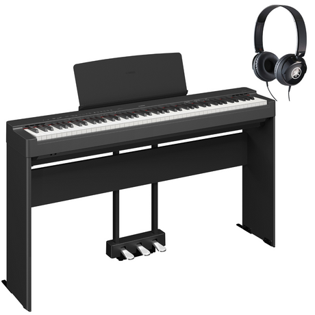 Yamaha P-225 Schwarz Bundle mit Ständer, Pedalen und Kopfhörer - Musik-Ebert Gmbh