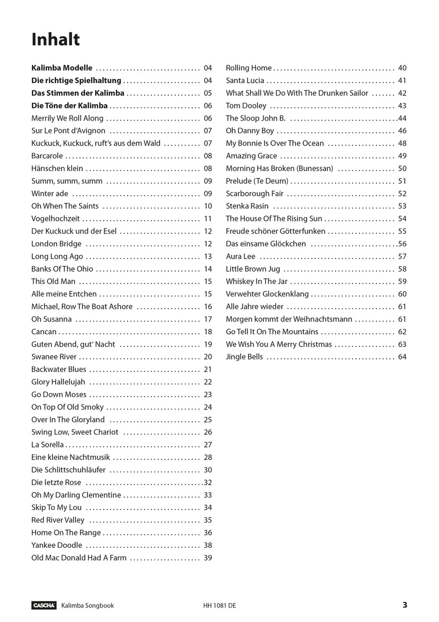 CASCHA HH1081DE, German edition, table of contents, page 3