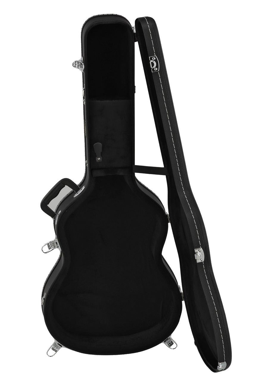 Étui GEWA Arched Top Economy pour guitare classique 523.270, noir – étui ouvert en position verticale