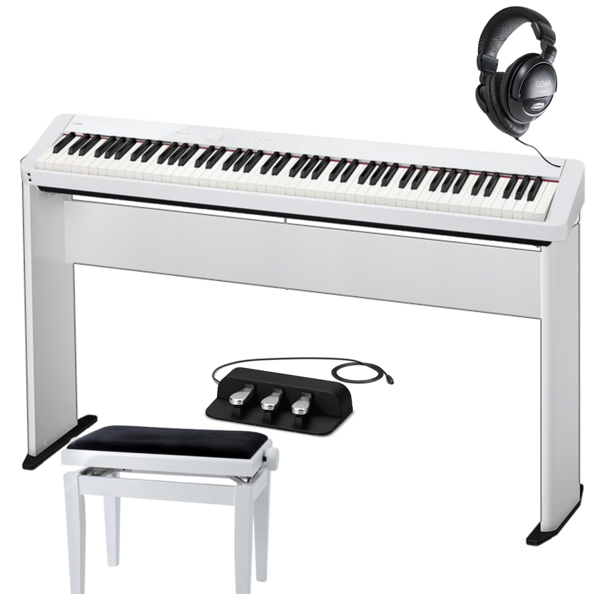 Casio PX-S1100 Weiß Deluxe Bundle mit Ständer, Pedalen, Bank und Kopfhörer - Musik-Ebert Gmbh