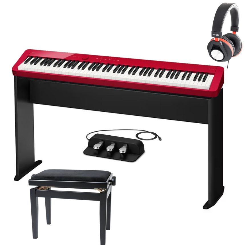 Casio PX-S1100 Rot Deluxe Bundle mit Ständer, Pedalen, Bank und Kopfhörer - Musik-Ebert Gmbh