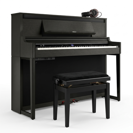 Roland LX-6 Schwarz Matt Bundle mit Bank und Kopfhörer – bundle-hero