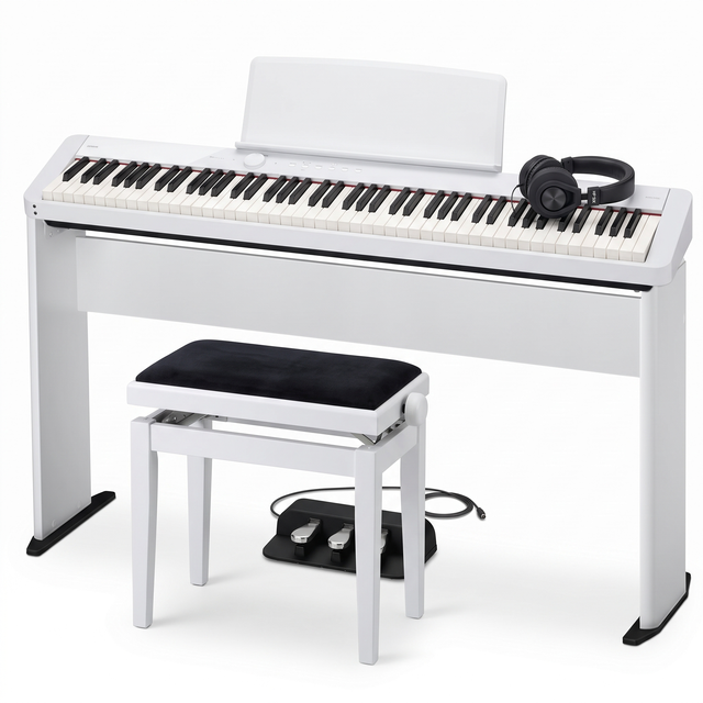 Casio PX-S1100 Weiß Deluxe Bundle mit Ständer, Pedalen, Bank und Kopfhörer – bundle-hero
