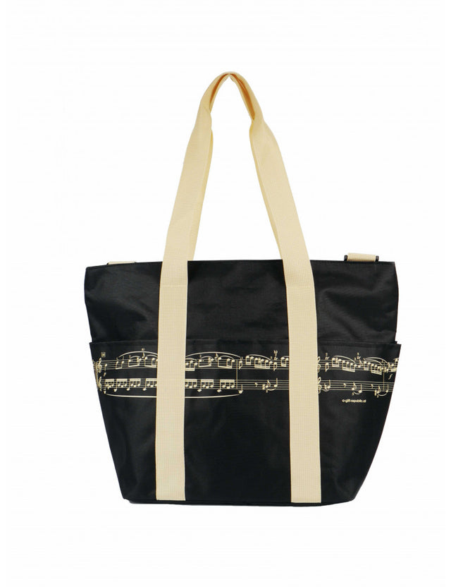 Schultertasche '' Pro Musica'' Notenzeile schwarz/creme - Musik-Ebert Gmbh