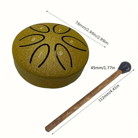 Basic Mini Steel Tongue Drum – 3″ drum with 6 tones for meditation &amp; sound journeys