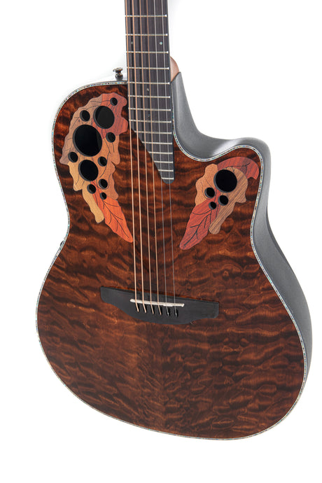 Ovation Celebrity Elite Plus CE44P Mid Cutaway Westerngitarre Dark Tiger Eye
