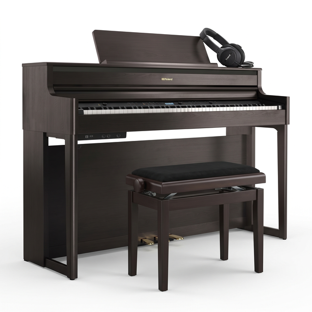 Roland HP-704 Bundle Rosenholz mit Bank und Kopfhörer – bundle-hero