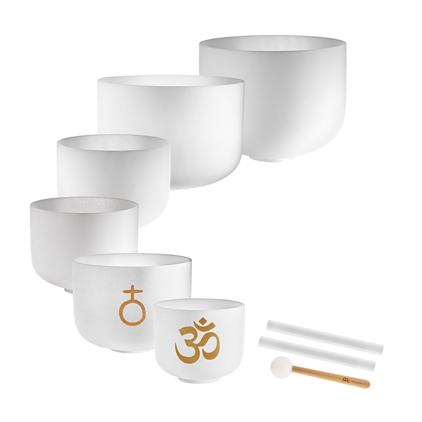 MEINL Sonic Energy 6-teiliges Om Crystal Singing Bowl Set CSBSETOM6 - Musik-Ebert Gmbh