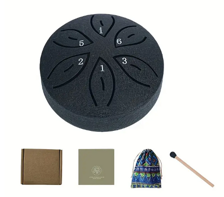 Basic Mini Steel Tongue Drum – 3″ drum with 6 tones for meditation &amp; sound journeys