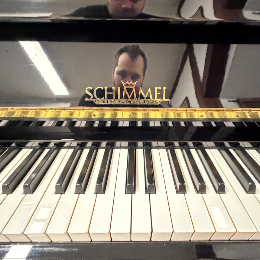 SCHIMMEL Klavier 112/5 schwarz poliert Occasion Bj. 1978 – Renner Mechanik, Made in Germany (gebraucht)