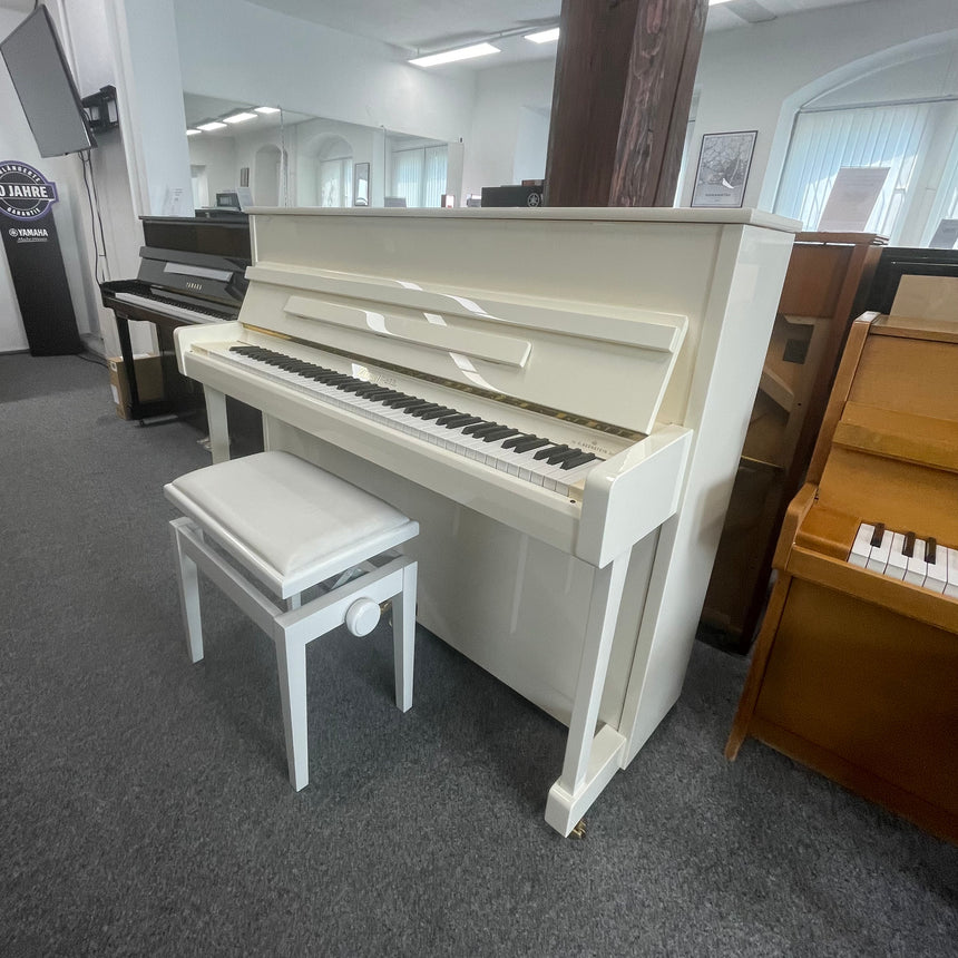 BECHSTEIN - Piano droit Zimmermann Z.2 blanc poli, d'occasion, année 2006, très bon état + banc de piano (d'occasion)