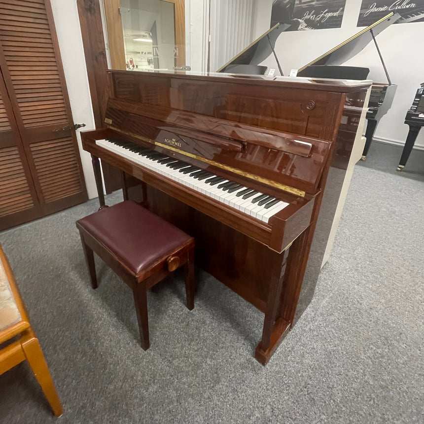 W.Schimmel Klavier 112 T Mahagony poliert Occasion Bestzustand Bj. 1983 mit Renner Mechanik (gebraucht) + Klavierbank