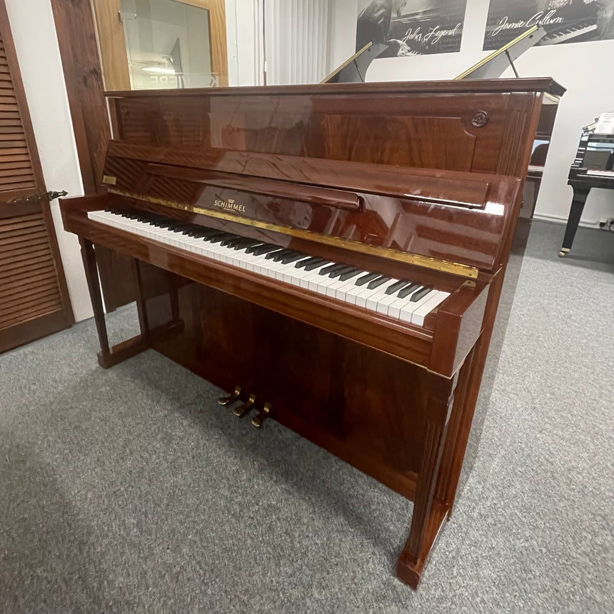 W.Schimmel Klavier 112 T Mahagony poliert Occasion Bestzustand Bj. 1983 mit Renner Mechanik (gebraucht) + Klavierbank