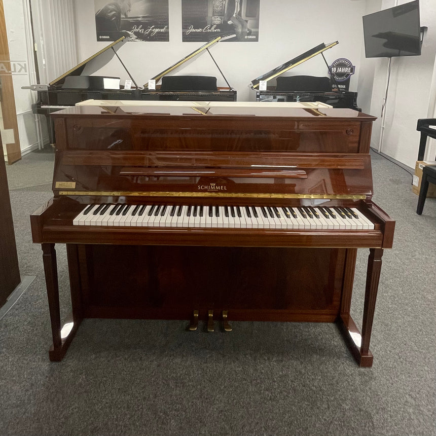 W.Schimmel Klavier 112 T Mahagony poliert Occasion Bestzustand Bj. 1983 mit Renner Mechanik (gebraucht) + Klavierbank