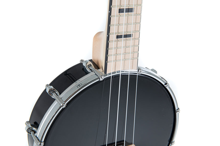 VGS Manoa VG512500 banjo ukulele, black head – detail of the neck joint and rim
