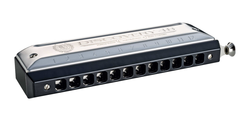 Harmonica chromatique Hohner Discovery 48 en do – vue d’ensemble avec ouvertures du sommier