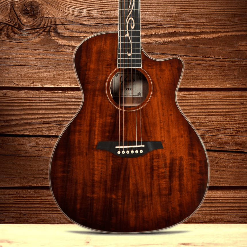 You's VK23E Koa Westerngitarre mit Tonabnehmer + Tasche - Musik-Ebert Gmbh