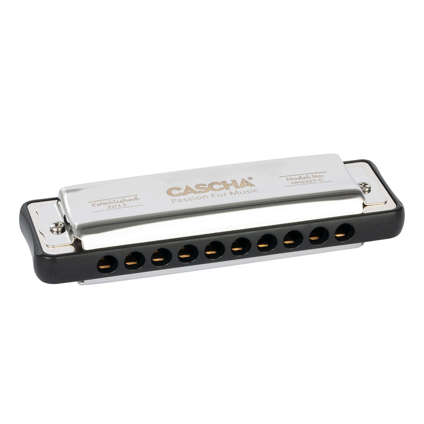 Cascha Ocean Rock Blues Mundharmonika Black – diatonisch nach Richter, 10 Loch mit Phosphor-Bronze-Stimmzungen