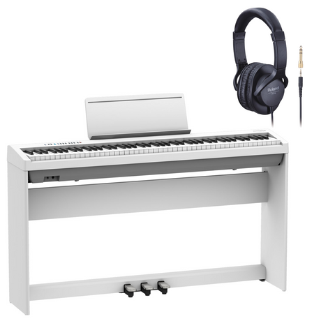 Roland FP-30X Weiß Bundle mit Ständer und Pedalleiste, Kopfhörer - Musik-Ebert Gmbh