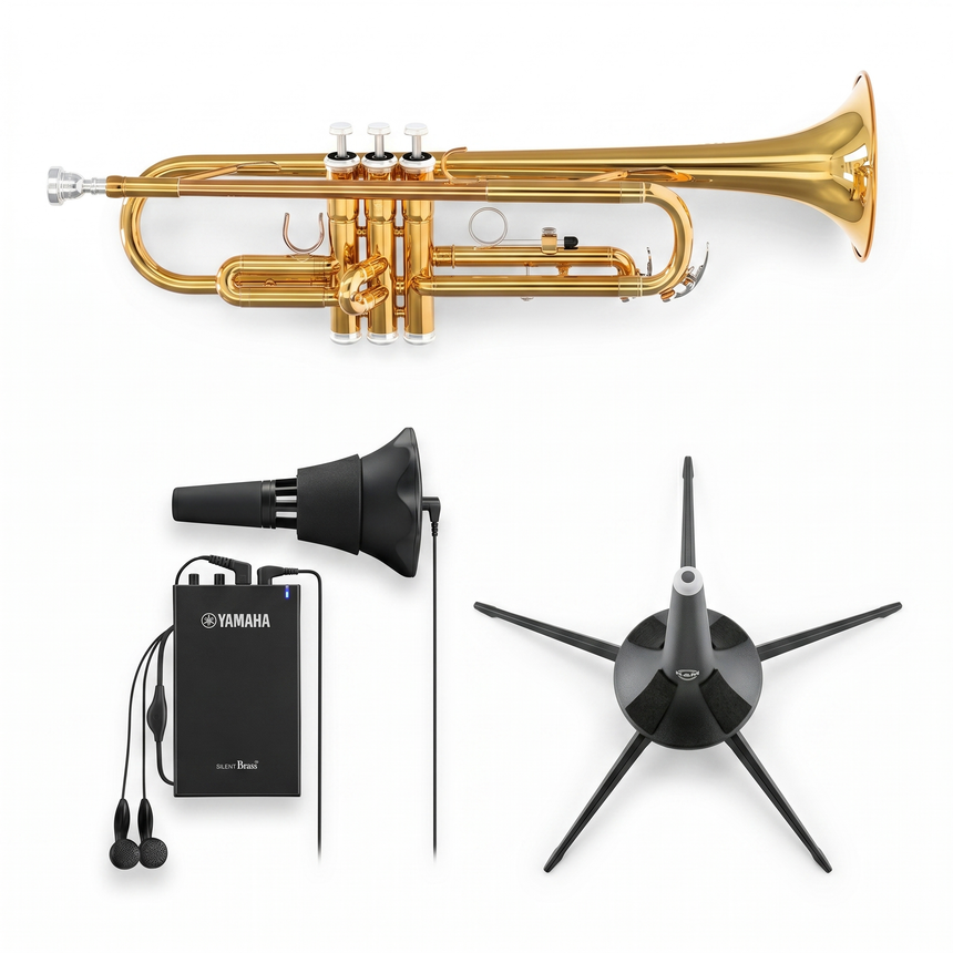 Yamaha YTR-2330 Goldlack Trompeten-Bundle – Set-Bild