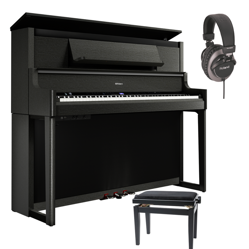 Roland LX-9 Schwarz Matt Bundle mit Bank und Kopfhörer