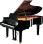 Piano à queue Yamaha C5X SH3 noir poli, couvercle ouvert et commande Silent