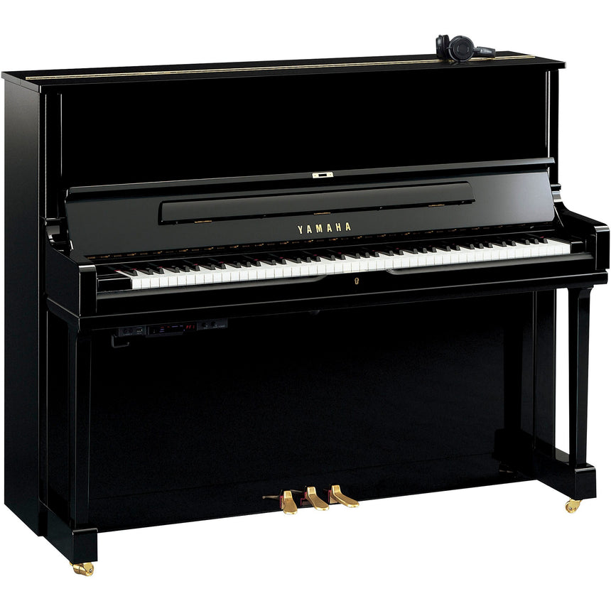 Piano droit Yamaha YUS1 SH3 noir poli avec commande Silent et casque
