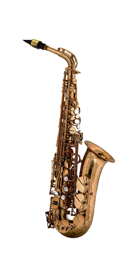 Forestone GX Altsaxophon, Cognac – Freigestellte Gesamtansicht von vorn.