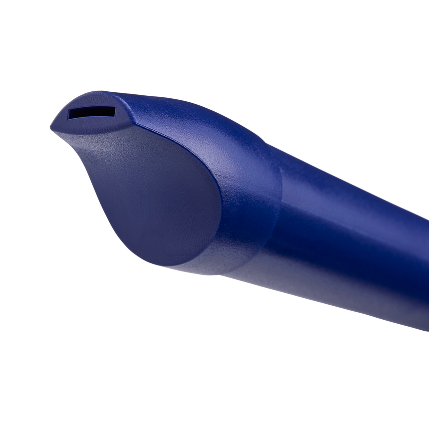 Moeck Flauto 1 Plus 1023 blue soprano recorder, Baroque fingering – blue headjoint and mouthpiece detail
