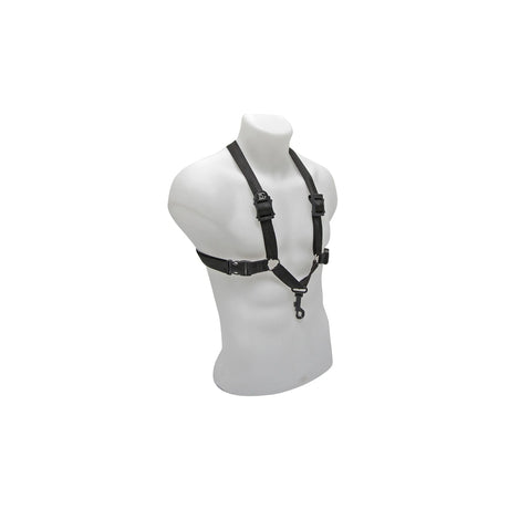 Harnais de saxophone BG S43SH noir pour homme XL – vue de face en biais sur mannequin